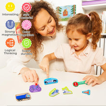 Load image into Gallery viewer, Woman and child playing with colorful magnetic toys on a table.