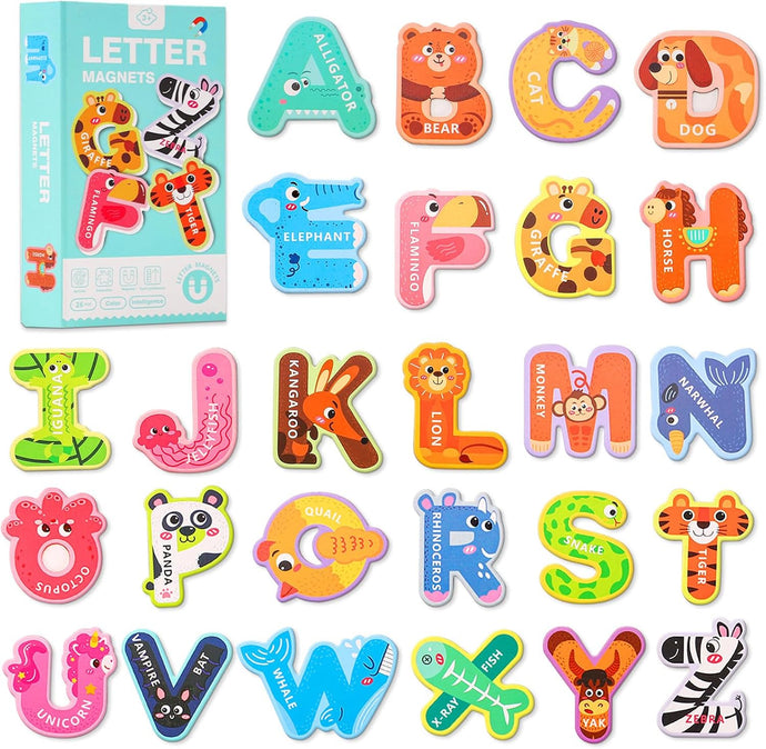 Fridge Magnets for Kids – Large Magnetic Letters, Numbers, Animals & Vehicles | Educational Toddler Learning Toys