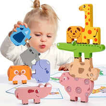 Load image into Gallery viewer, Wooden Animal Stacking Blocks – DIY Cartoon Balance &amp; Cognitive Puzzle Toy