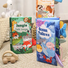 Load image into Gallery viewer, Baby Cloth Books With 3D Animal Tails - Touch and Feel Soft Books for Early Learning - Quiet Books for 0-3 Year Old Toddlers Kids