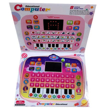 Load image into Gallery viewer, Toy computer with keyboard and LED screen on a white background