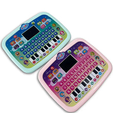 Load image into Gallery viewer, Two colorful toy tablets with keyboard and screen on a white background