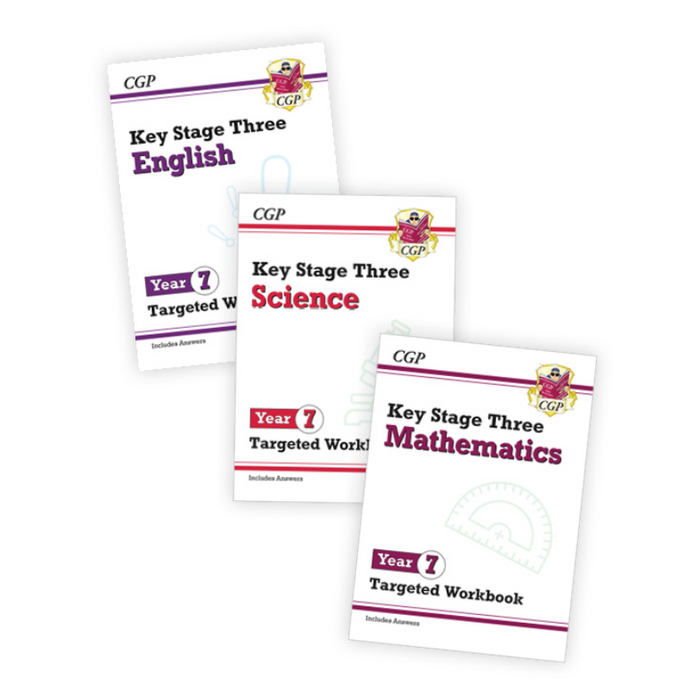 Year 7 Maths English & Science Workbook Bundle for ages 11-12 KS3