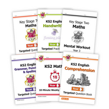 Load image into Gallery viewer, Year 3 Maths and English Home Learning Workbook Bundle for 7 to 8 year olds KS2