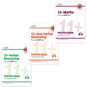 11+ CEM Test Practice 3 Work Book Bundle for Year 4 Ages 8-9 KS2