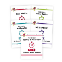 Load image into Gallery viewer, Year 3 Maths and English 10 Min Test Workbook Bundle for 7 to 8 year olds KS2